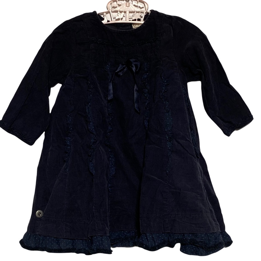 Jottum black light weight corduroy ruffled button long sleeve dress 12 months